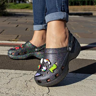 platform glitter crocs