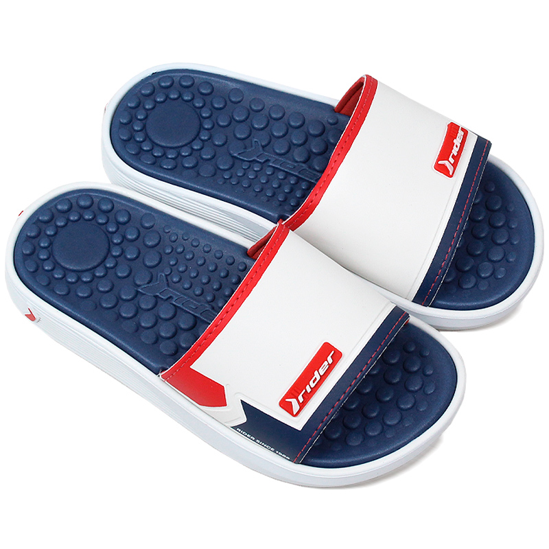 CHINELO RIDER PUMP SLIDE INFANTIL BRANCO/AZUL