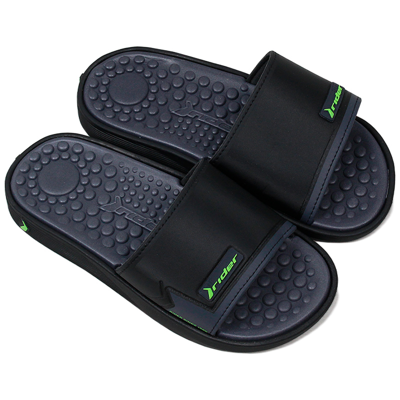 CHINELO RIDER PUMP SLIDE INFANTIL PRETO/CINZA