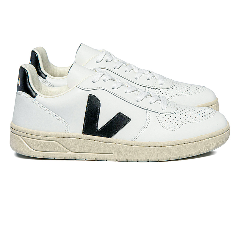 VEJA V-10 LEATHER EXTRA WHITE/BLACK