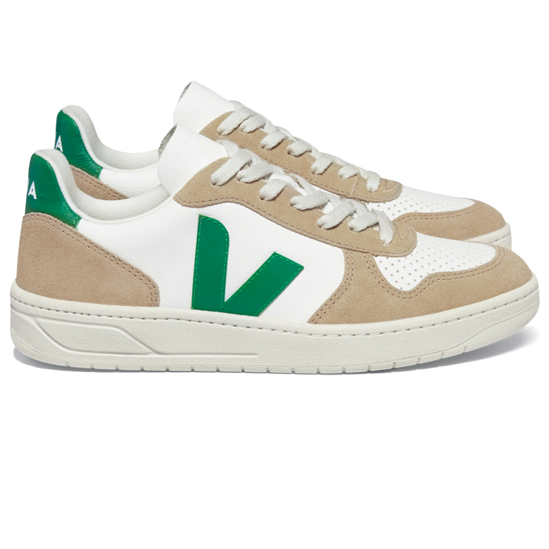 VEJA V-10 LEATHER WHITE ESMERALD/SAHARA