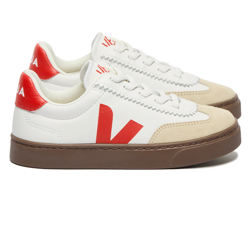 VEJA SMALL VOLLEY OT LEATHER WHITE PEKIN BARK  JUNIOR