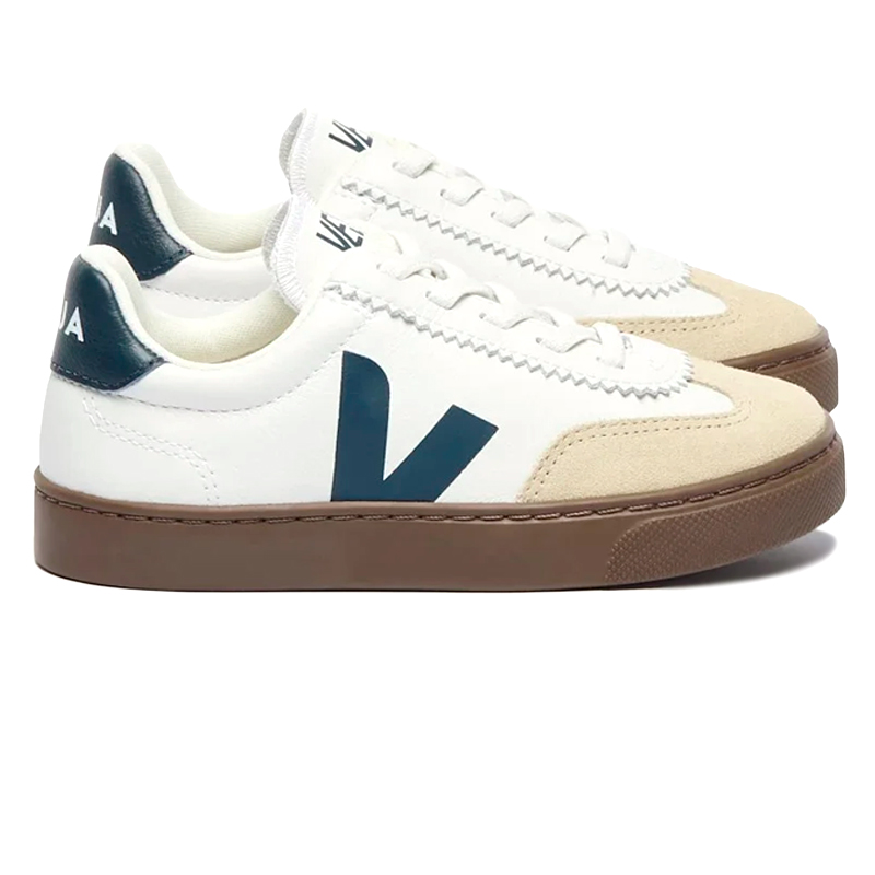 VEJA SMALL VOLLEY OT LEATHER WHITE NAUTICO BARK  JUNIOR