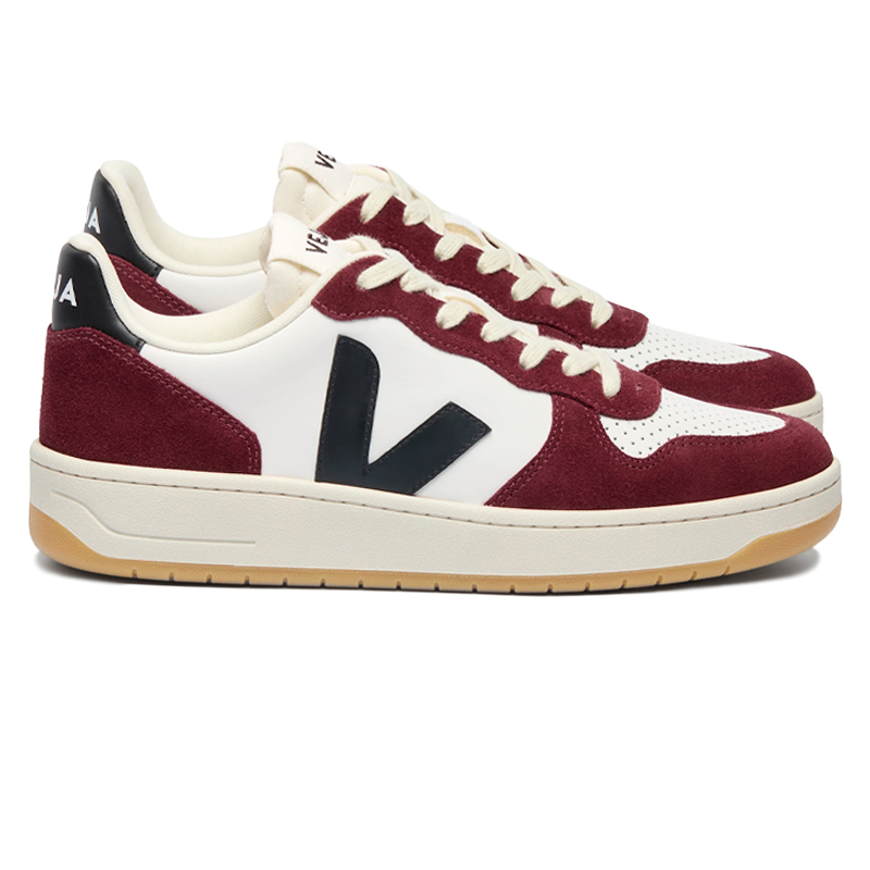 VEJA V10 LEATHER WHITE BLACK AMARANTE