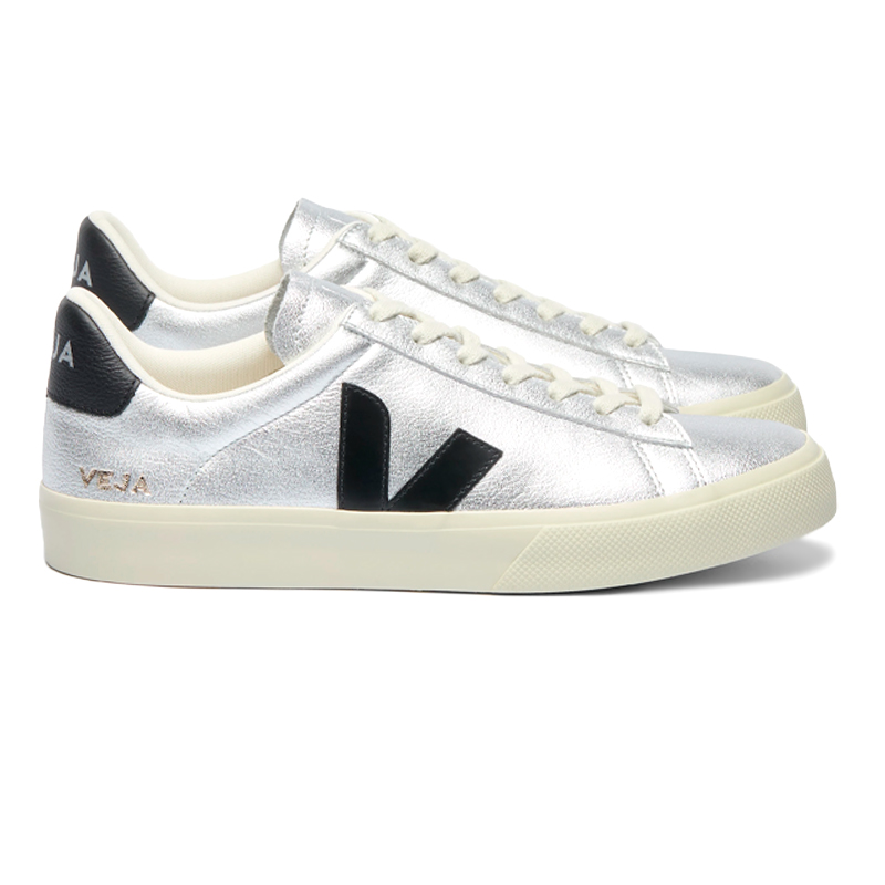 VEJA CAMPO LEATHER SILVER BLACK