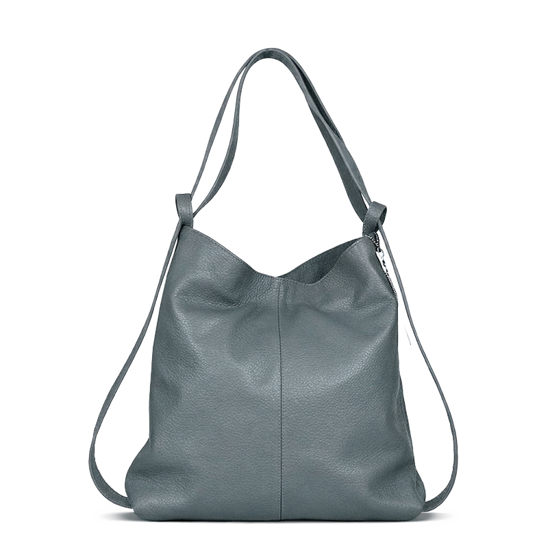 BOLSA COURO SACO VIRA MOCHILA GRAFITE