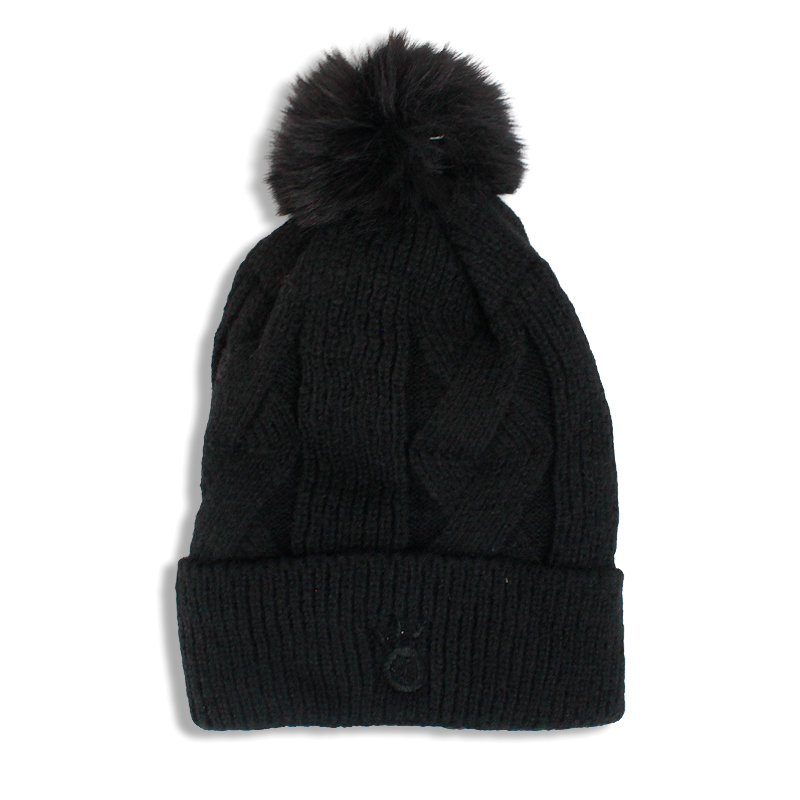 TOUCA POMPOM LUXO PRETO